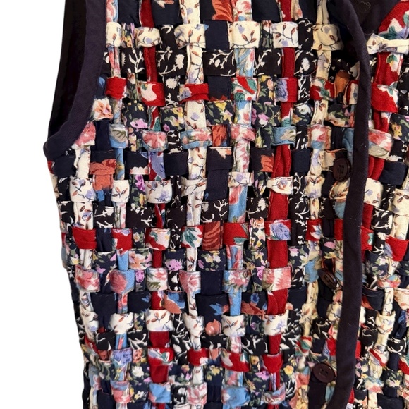 Vintage 90s Paul Harris Design Quilted Vest Size Large Boho Top Floral Patchwork - Picture 5 of 7